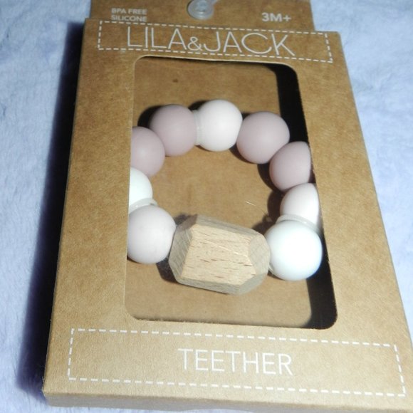 Lila & Jack 100% Food Grade & Beech Wood Silicone & Gem Baby Teether (Pink) NEW - Picture 4 of 10